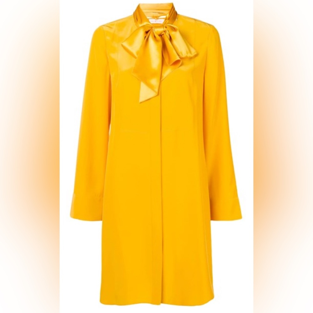 Tory Burch Golden Crest Sophia Silk Dress Long Sleeve Sz 14 Minimalist Feminine